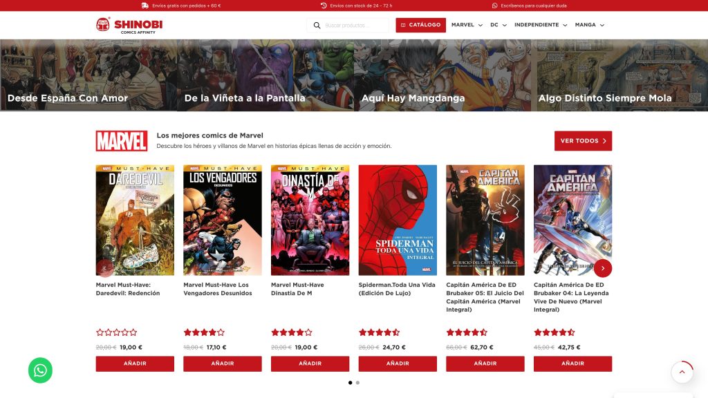 Imagen relacionada del proyecto Shinobi Comics, en este caso es el apartado Catálogo.