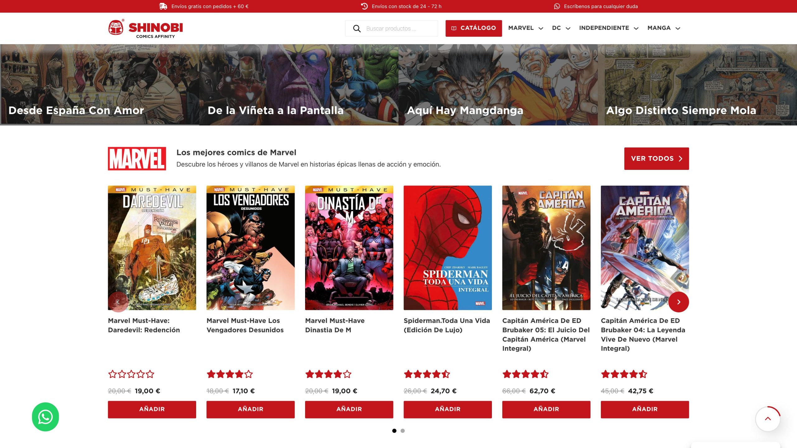 Imagen relacionada del proyecto Shinobi Comics, en este caso es el apartado Catálogo.