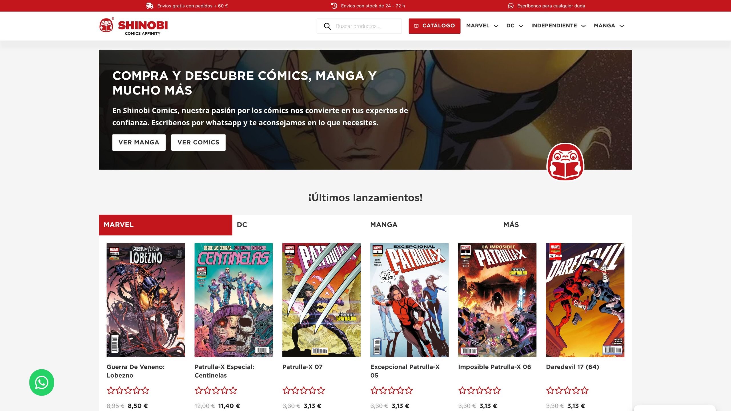 Imagen relacionada del proyecto Shinobi Comics, en este caso es el apartado Últimos Lanzamientos.