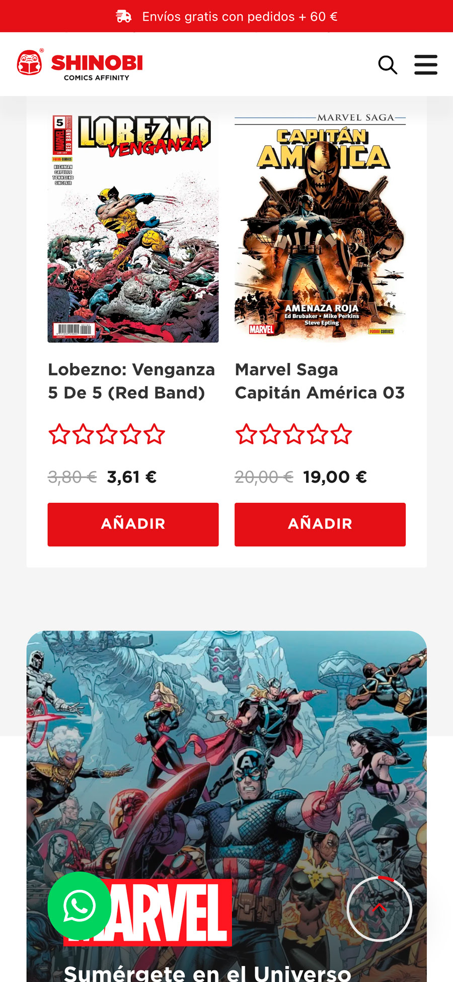 Imagen del proyecto Shinobi Comics, se visualiza una vista previa en un mockup móvil