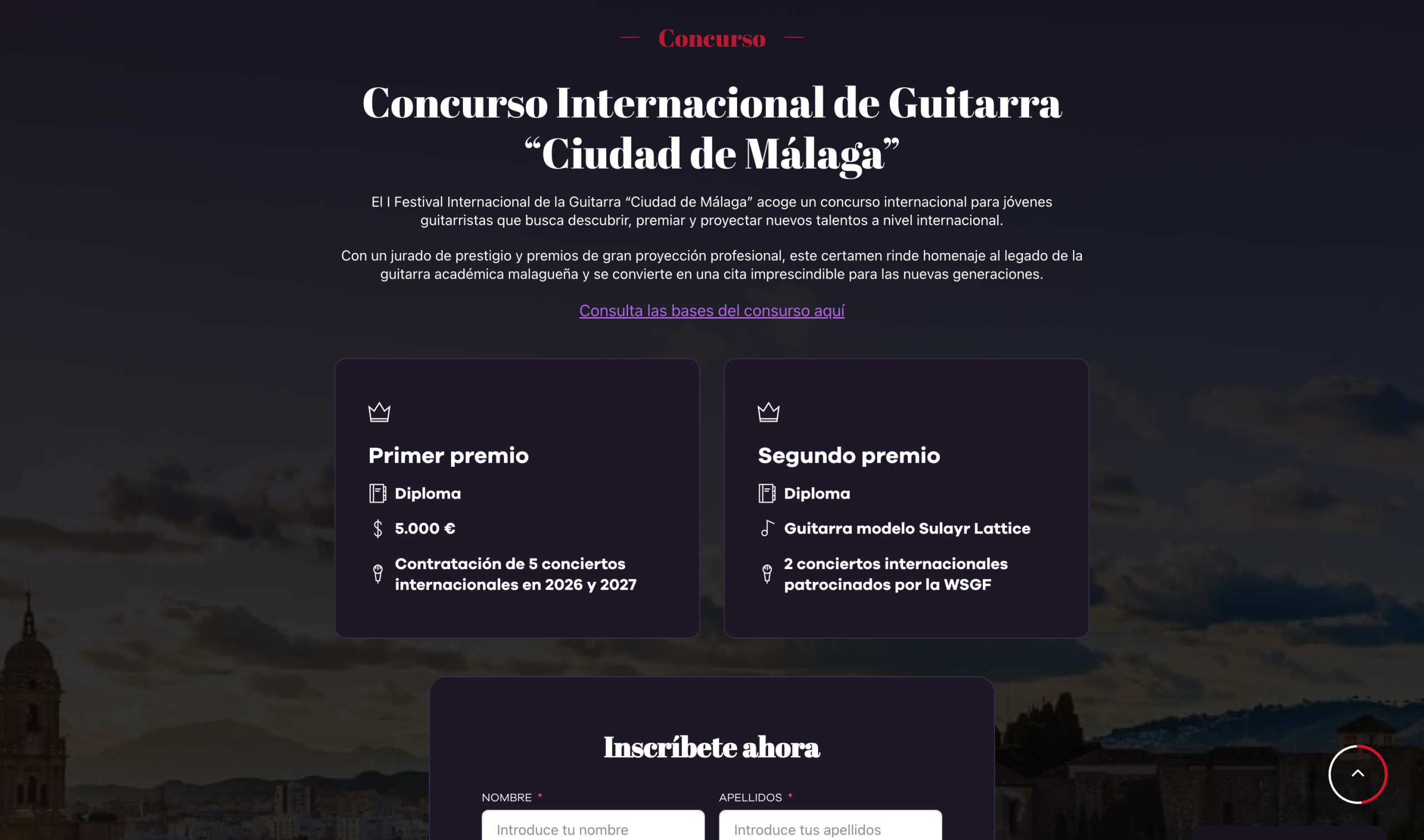 Imagen relacionada del proyecto Festival de la Guitarra de Málaga, en este caso es de los detalles del concurso donde pueden verse los premios.
