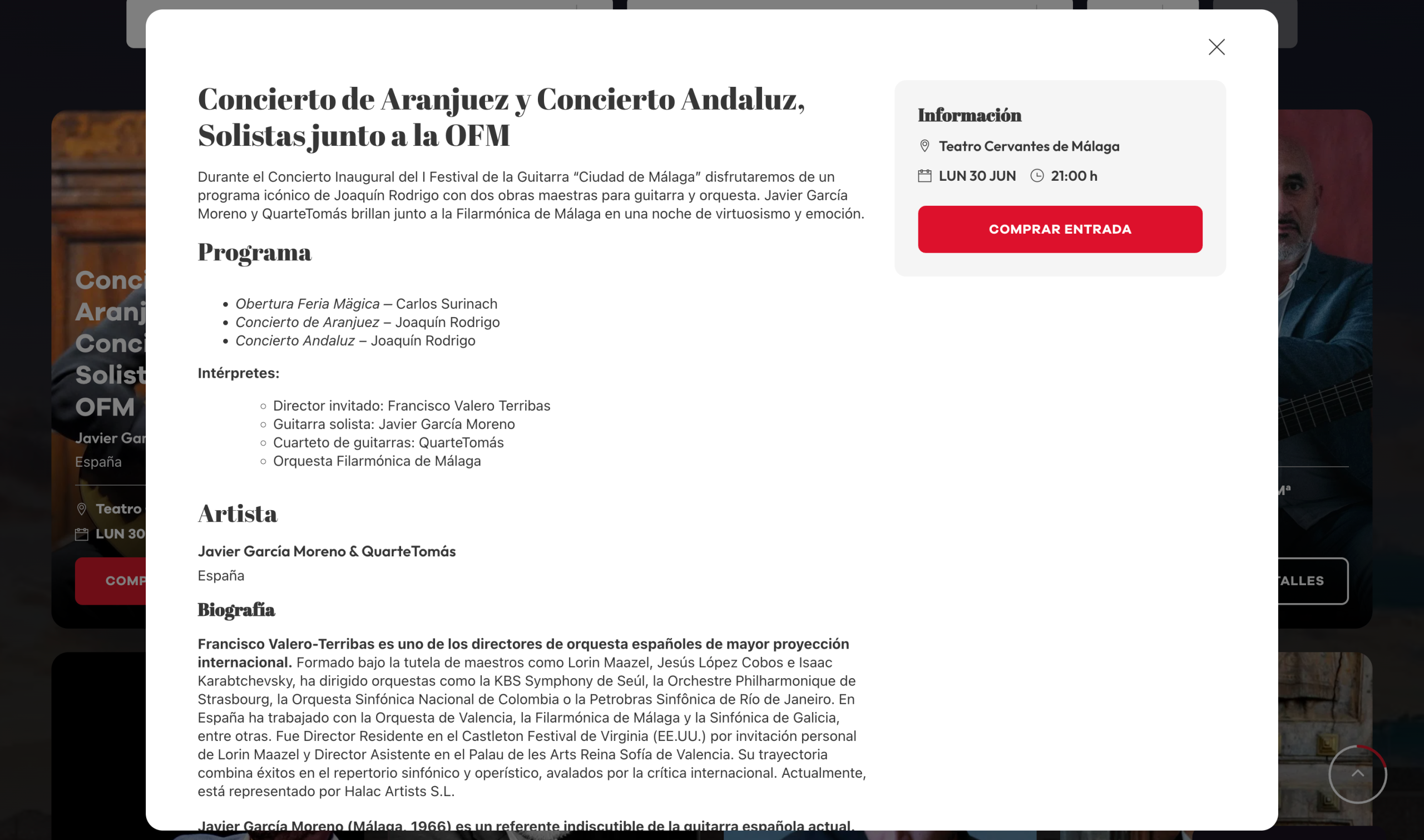 Imagen relacionada del proyecto Festival de la Guitarra de Málaga, en este caso es un detalle de uno de los conciertos.